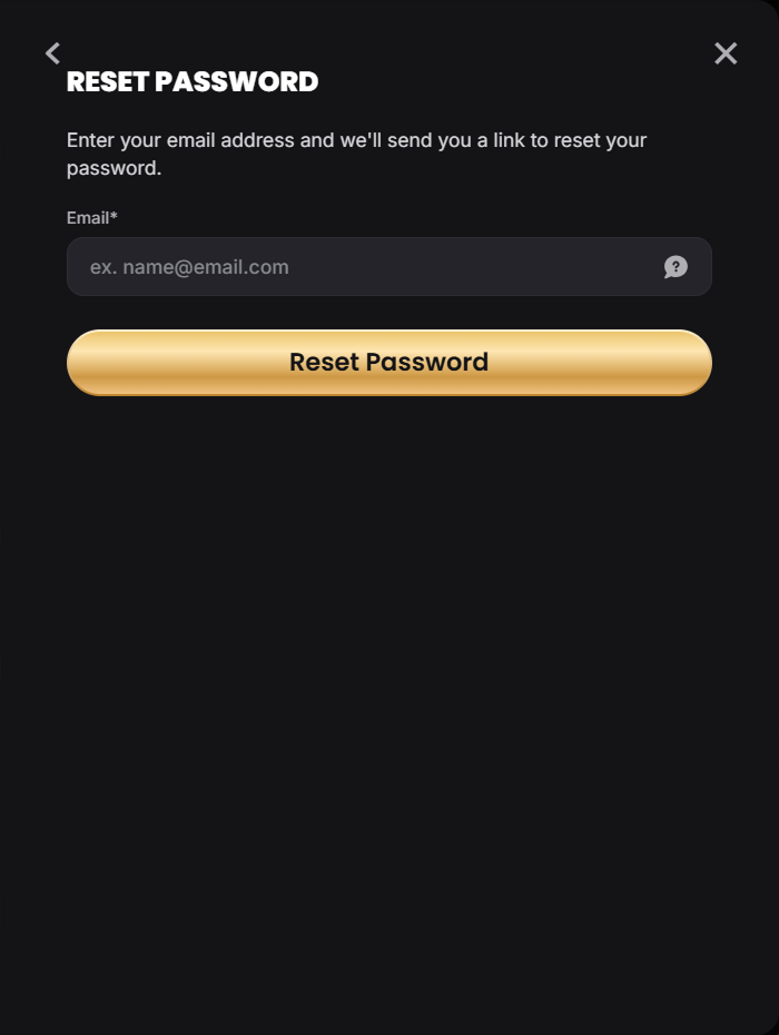 Golden Panda reset password form by email