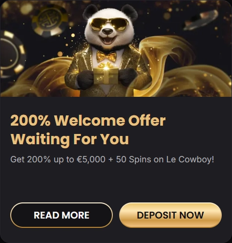 Golden Panda 200% welcome offer promo card